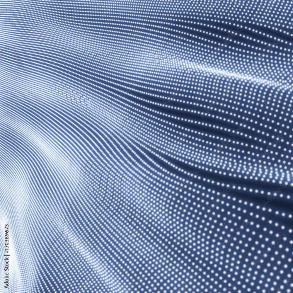 Naklejka premium Array with Dynamic Particles. 3d Futuristic technology style. Abstract Background. Texture. Glowing points. Vector Illustration.