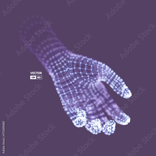Human Arm. Hand Model. Connection structure. Future technology concept. 3D Vector illustration.