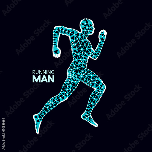 3d Running Man. Design for Sport  Business  Science and Technology. Vector Illustration. Human Body.