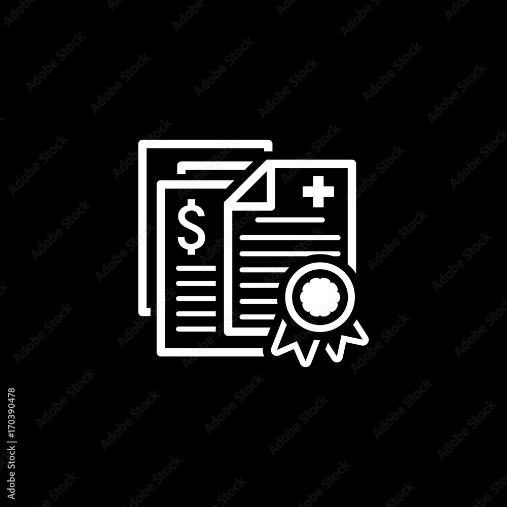 Health Insurance Policy Icon. Flat Design. Health Insurance Policy Icon. Flat Design.