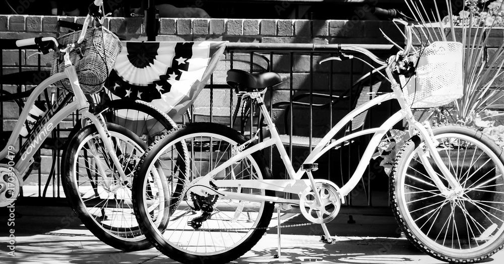 Black and white bicycles