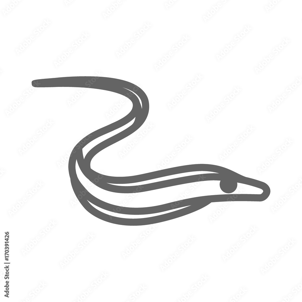 Simple eel line icon. Symbol and sign vector illustration design. Editable Stroke. Isolated on white background Simple eel line icon. Symbol and sign vector illustration design. Editable Stroke. Isolated on white background