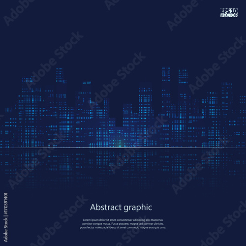 Dark urban scape. Night city skyline abstract background. Modern night city landscape. Eps10 Vector illustration