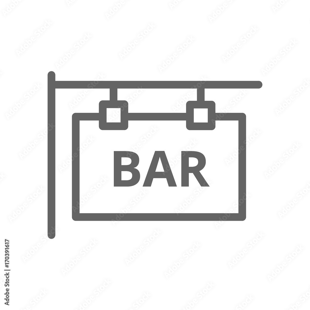 Simple bar and pub signboard line icon. Symbol and sign vector illustration design. Editable Stroke. Isolated on white background Simple bar and pub signboard line icon. Symbol and sign vector illustration design. Editable Stroke. Isolated on white background