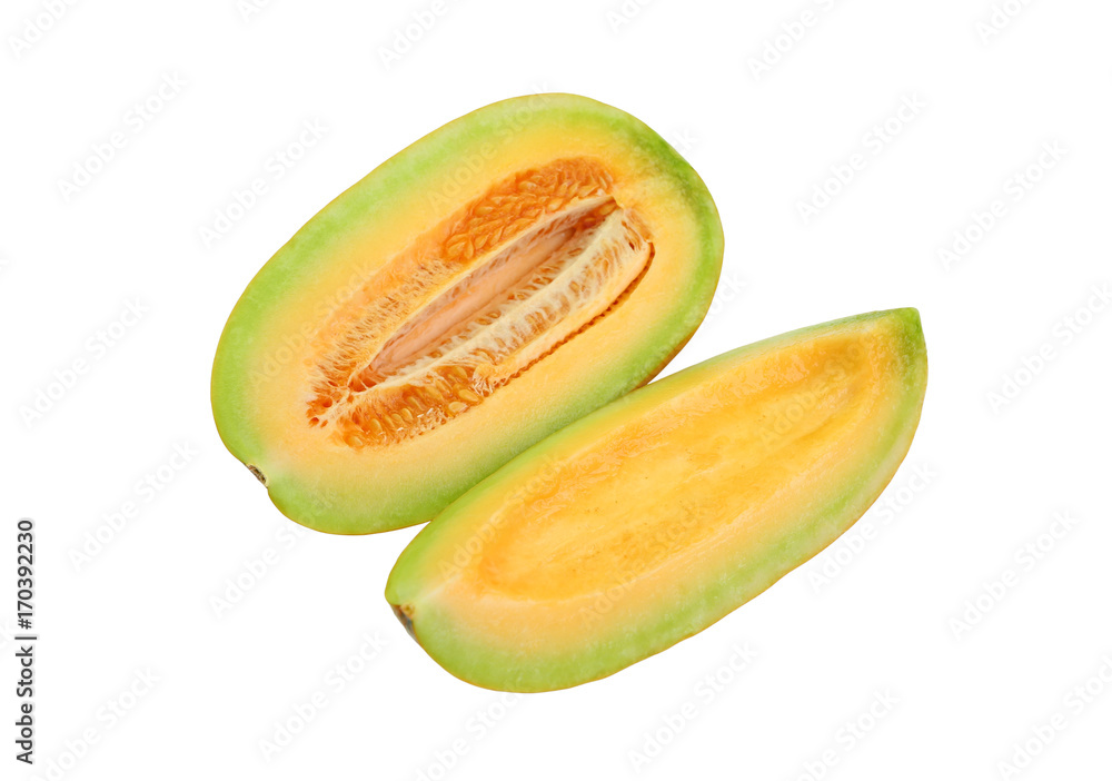 Cantaloupe melon cut in half looking healthy and delicious, isolated on white. Cantaloupe melon cut in half looking healthy and delicious, isolated on white.