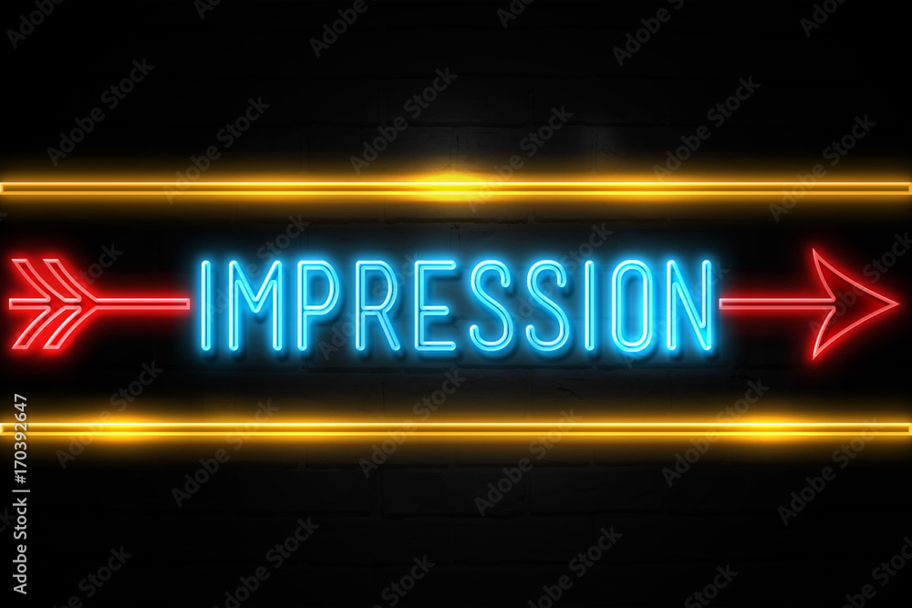Obraz premium Impression - fluorescent Neon Sign on brickwall Front view