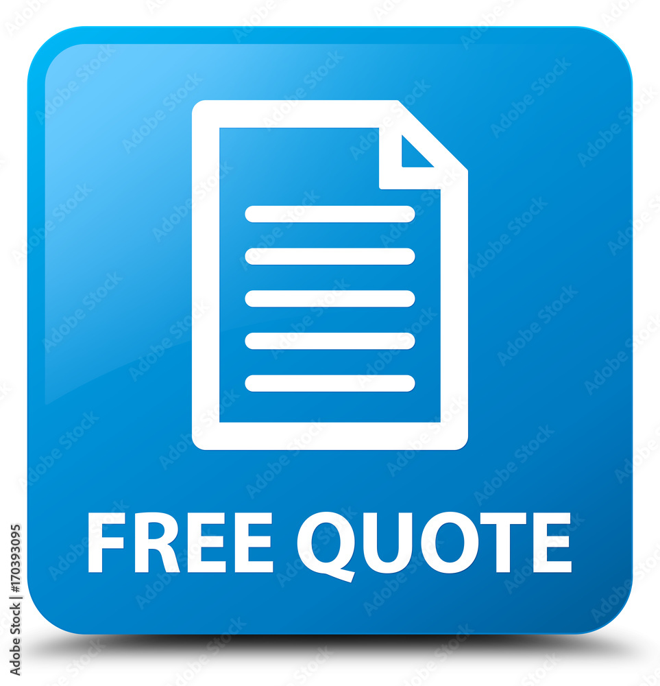 Free quote (page icon) cyan blue square button Free quote (page icon) cyan blue square button