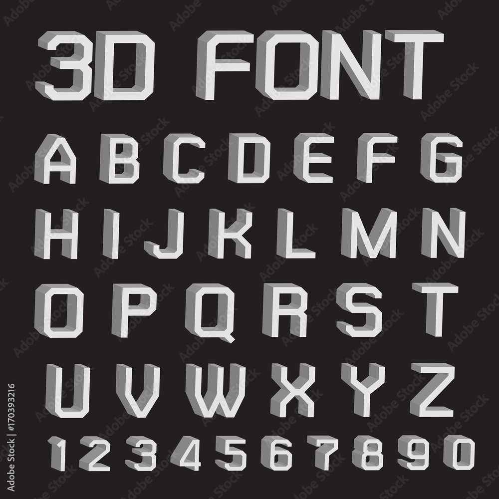 3D font letters and numbers 3D font letters and numbers