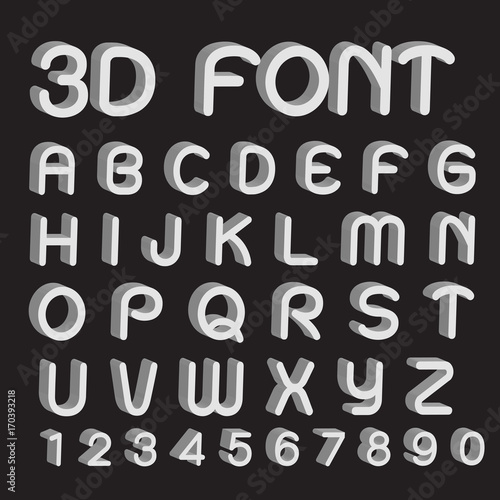 3D font letters and numbers