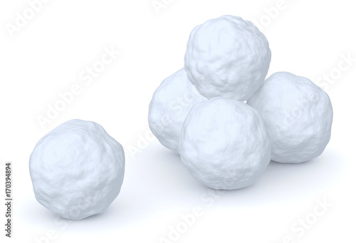Photo Snowballs heap and one snowball