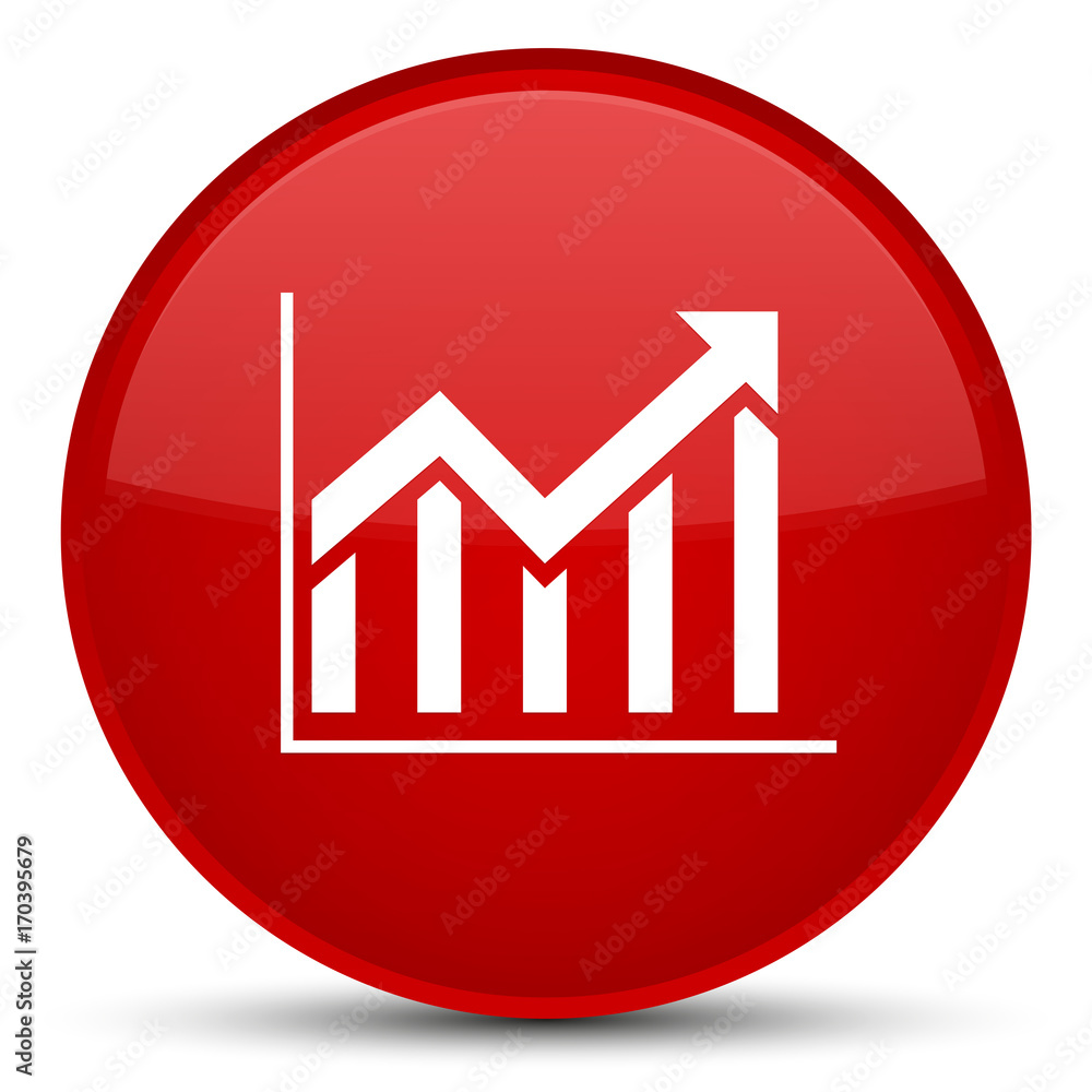 Statistics icon special red round button Statistics icon special red round button