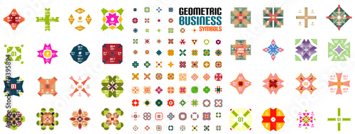 Set of ornamental geometric flowers