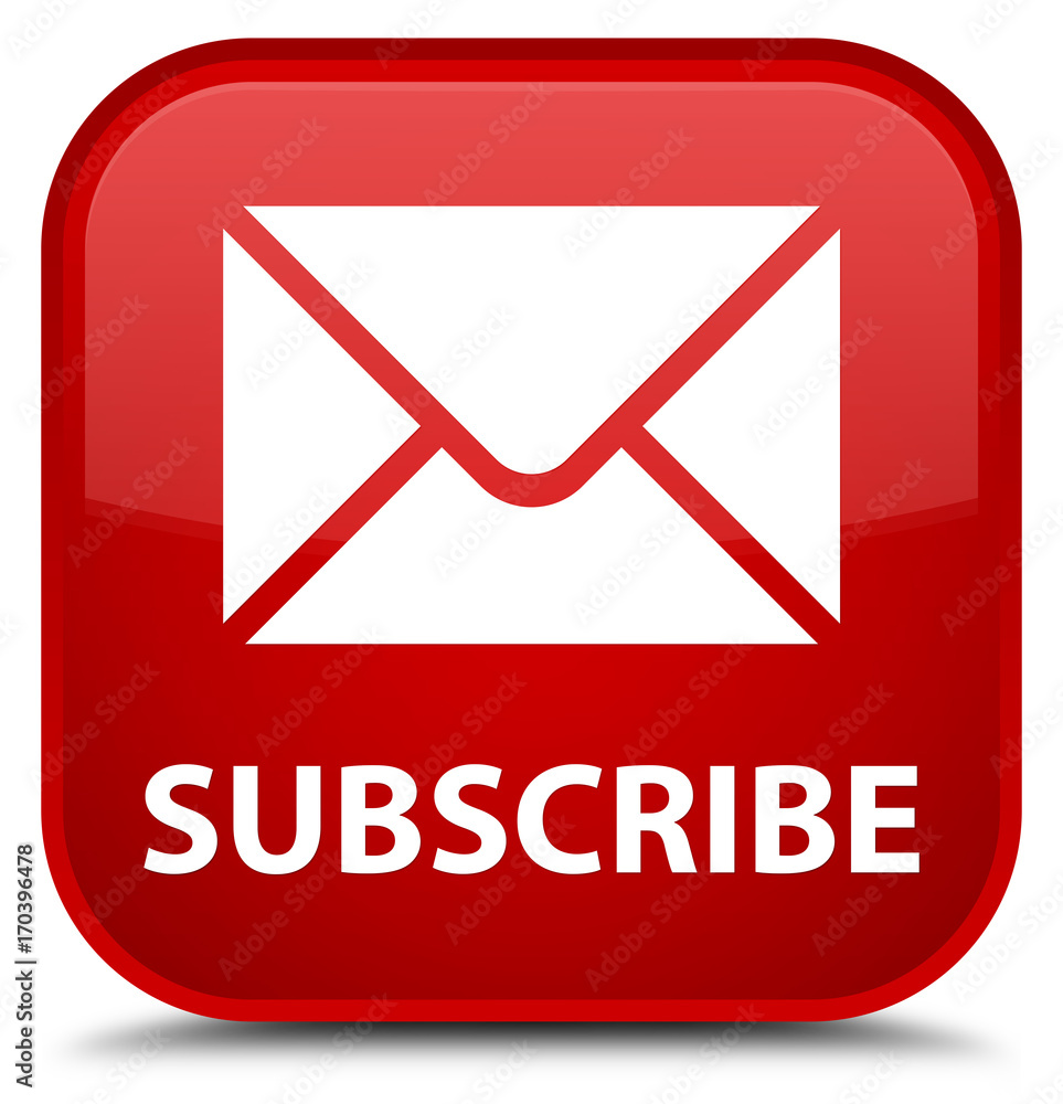 Subscribe (email icon) special red square button Subscribe (email icon) special red square button