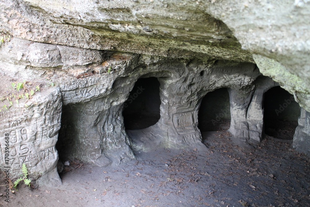Interior of  Osemdierka hole in Štiavnické vrchy, Slovakia 
