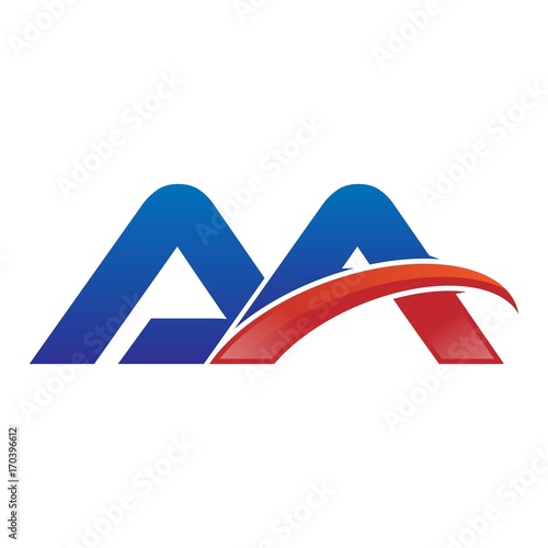 modern vector initial letters logo swoosh aa red blue
