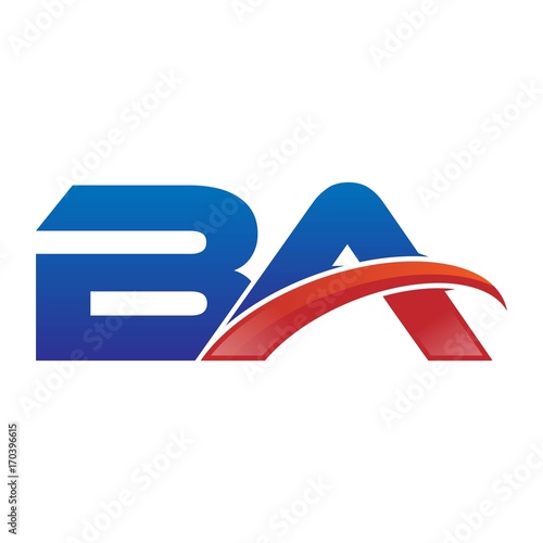 modern vector initial letters logo swoosh ba red blue