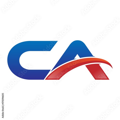 modern vector initial letters logo swoosh ca red blue