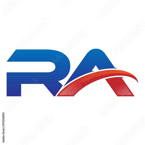 modern vector initial letters logo swoosh ra red blue