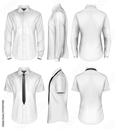 Men's short and long sleeved formal button down shirts front.