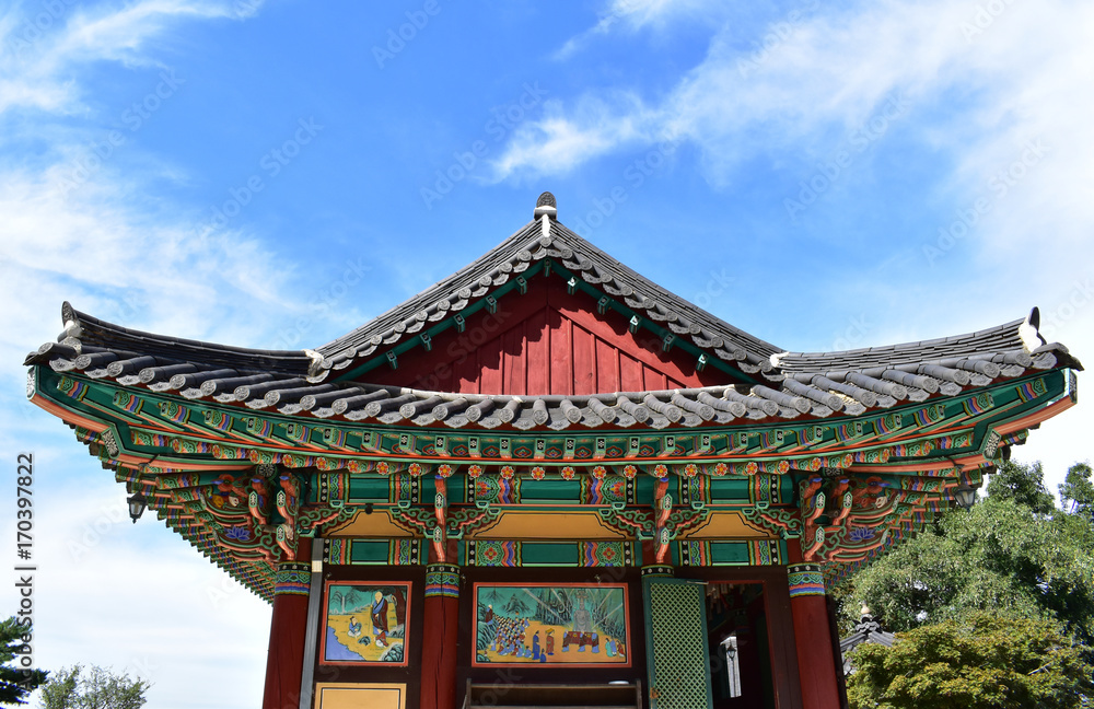 Dancheong, traditional multicolored paintwork on wooden temple