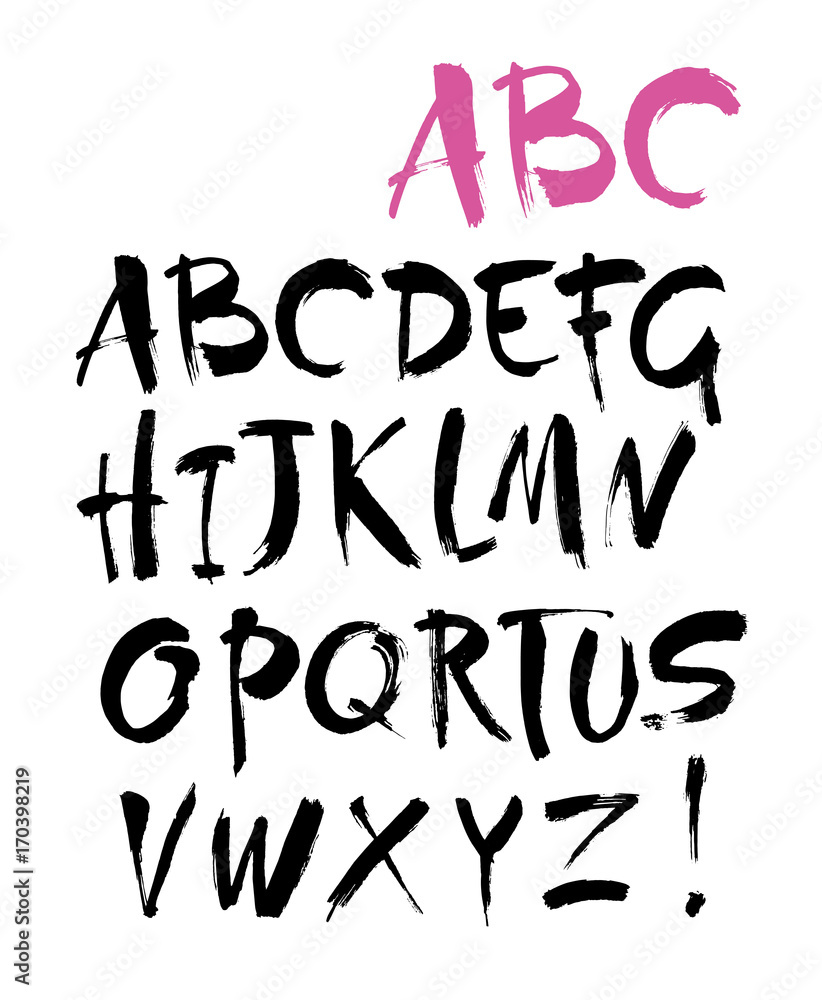 Vector Acrylic Brush Style Hand Drawn Alphabet Font Vector Acrylic Brush Style Hand Drawn Alphabet Font