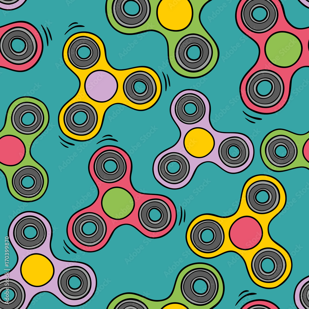 Fototapeta premium Seamless pattern with colorful spinners.