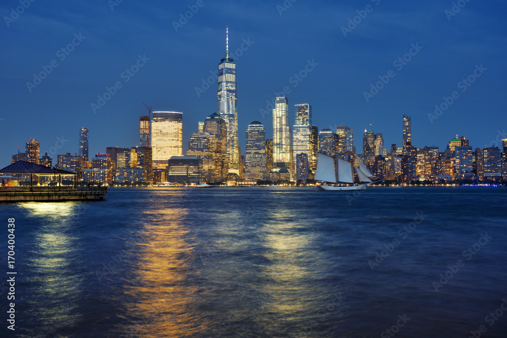Manhattan Skyline at evening, New York City