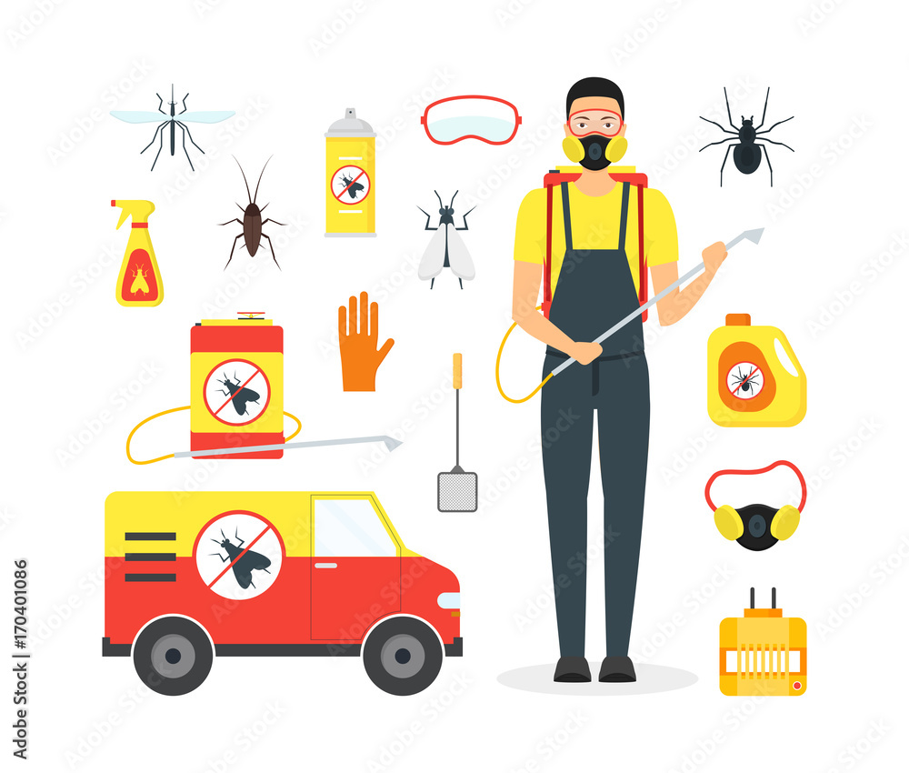Cartoon Pest Control Service Business. Vector Cartoon Pest Control Service Business. Vector