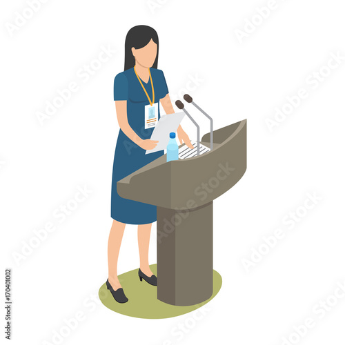 Report of Young Woman on Business Conference