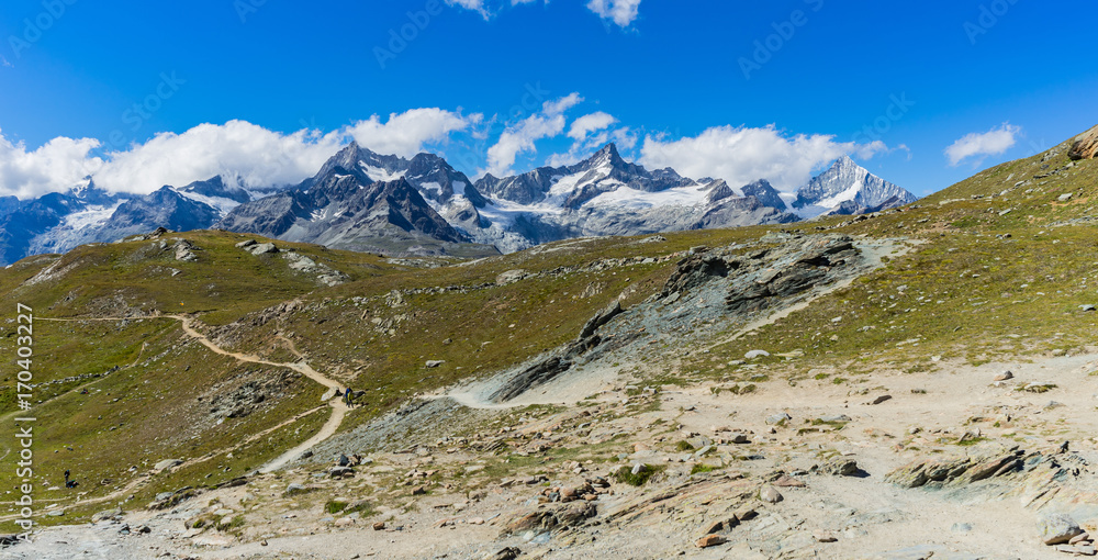 Landscape with Weisshorn and Swiss Alps in Valais, Swiss Alps, Switzerland