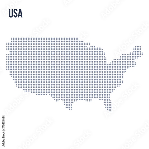 Vector dotted map of the United States of America isolated on white background .