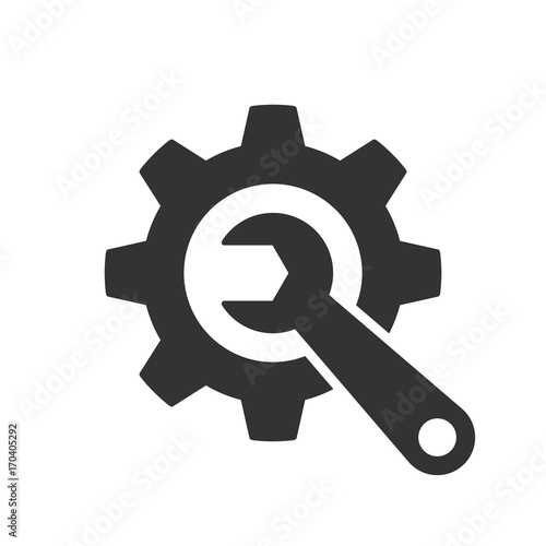 Vector Wrench and gear grey icon