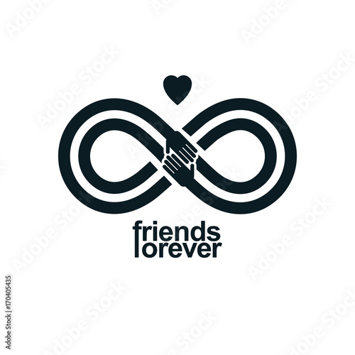 Friends Forever, everlasting friendship conceptual vector symbol isolated on white background.