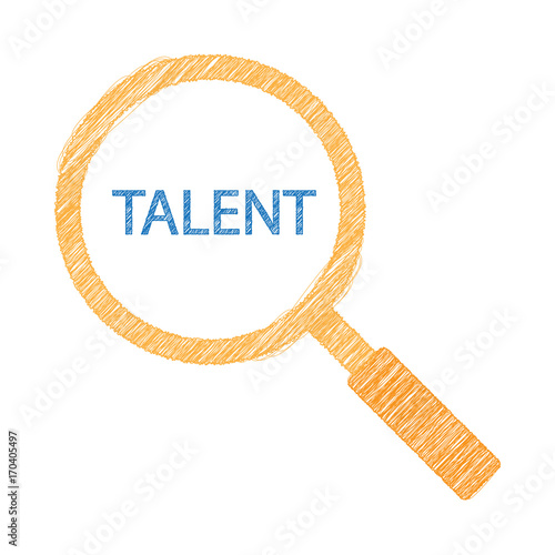 Talent Search / Find  - Talent acquisition for HR sign symbol with drawing sketch effect