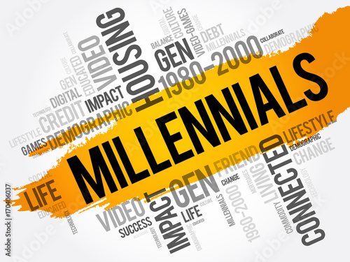 Millennials Word Cloud Social Concept collage background