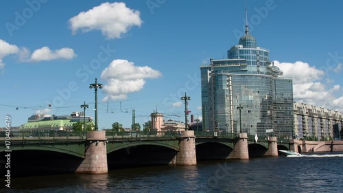 Sampsonievsky Bridge in St. Petersburg. One of the oldest bridges standing on the Great Nevka photo