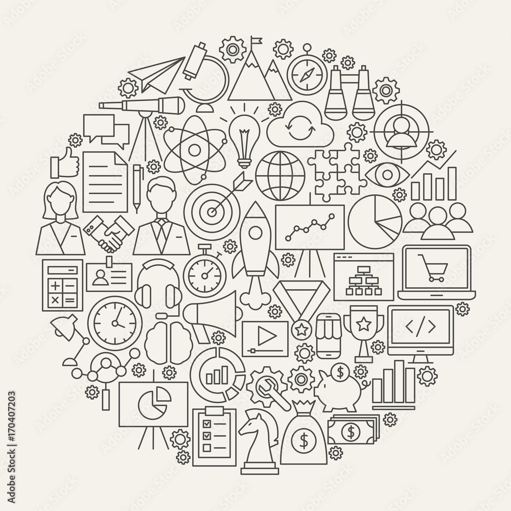 Startup Line Icons Circle Startup Line Icons Circle