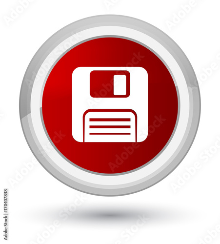 Floppy disk icon prime red round button © FR Design