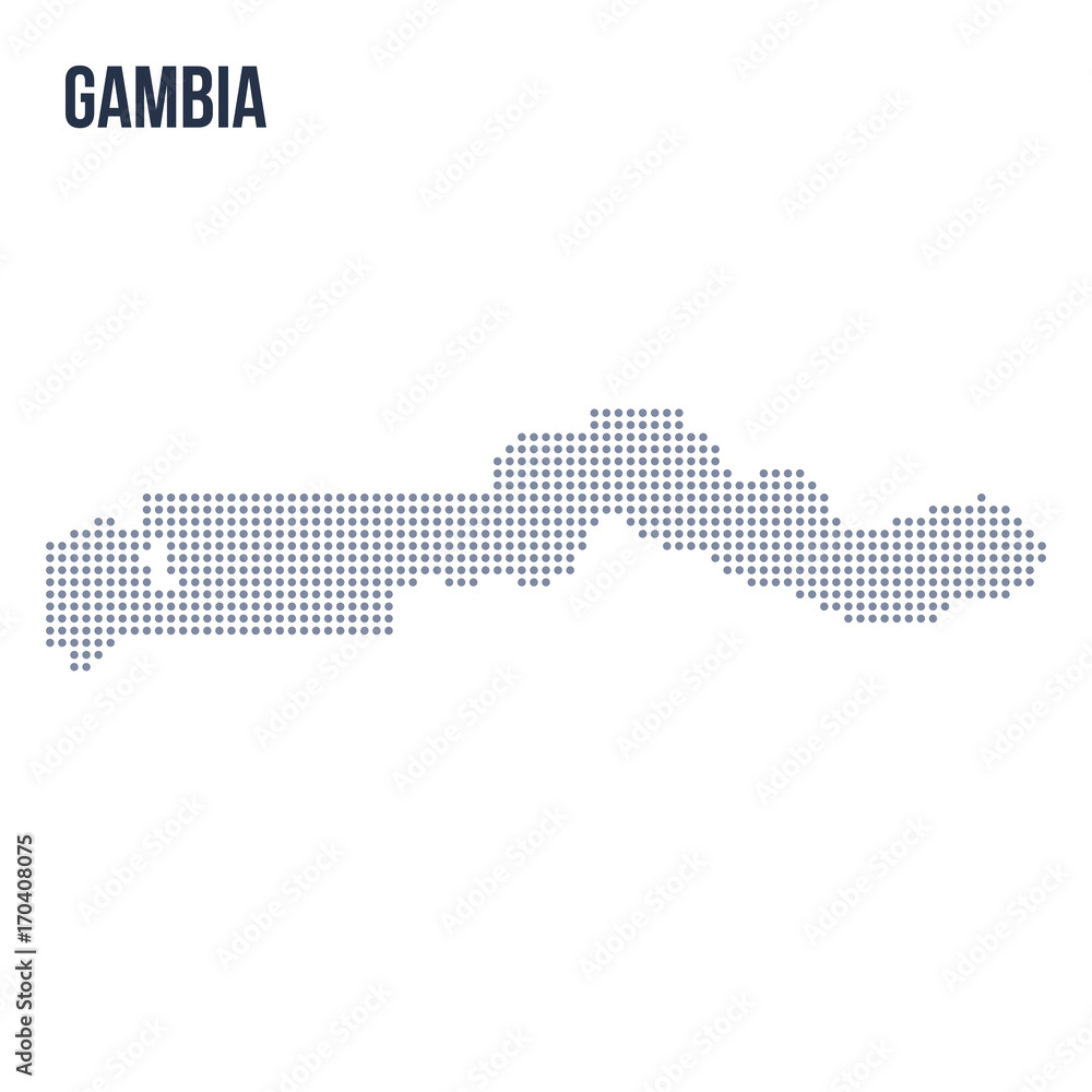 Vector dotted map of Gambia isolated on white background .