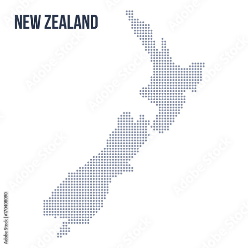 Vector dotted map of New Zealand isolated on white background .