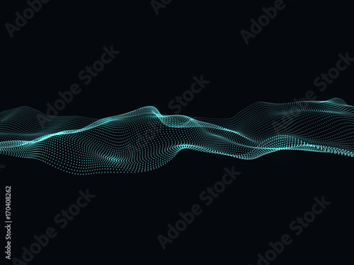 Digital flow of particles. Abstract wave vector background
