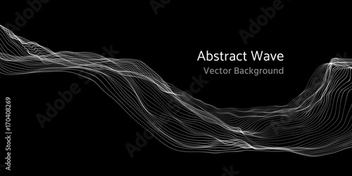 Mesh network 3d abstract wave and particles vector background