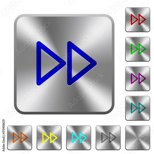 Media fast forward rounded square steel buttons