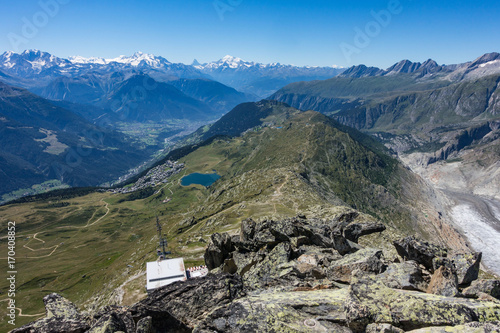 Stunning panorama over Swiss Alps from Bettmerhorn, Valais, Swiss Alps, Switzerland