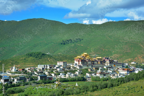 View of the Ganden Sumtseling Temple from the top of the hill. Zhongdian  Yunnan province  China.