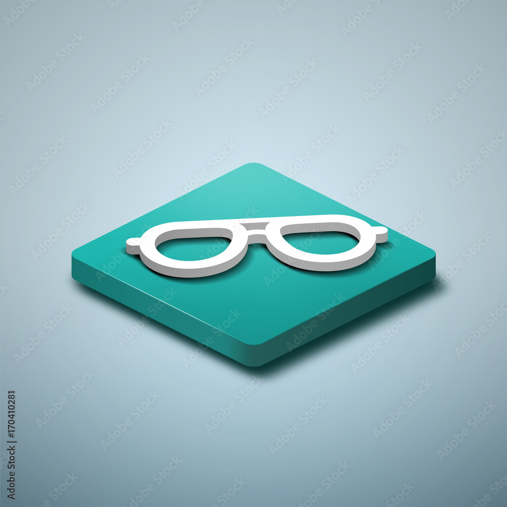 3d glasses blue square icon button