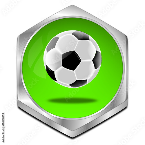 Button with Soccer ball - 3D illustration