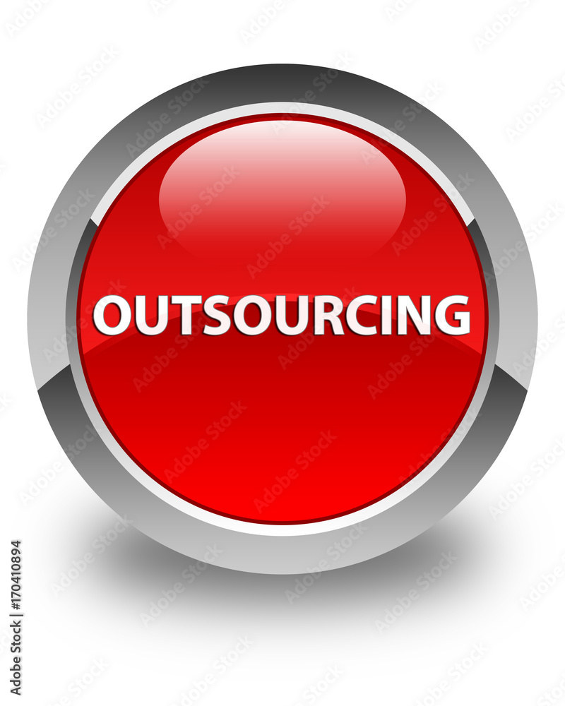 Outsourcing glossy red round button Outsourcing glossy red round button