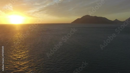 Aerial of Orange Sunset in Cape Town