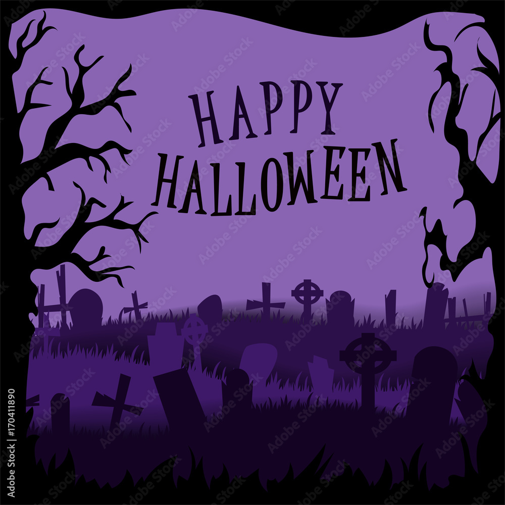 Paper art. Happy halloween card. Vector cut style illustration Paper art. Happy halloween card. Vector cut style illustration